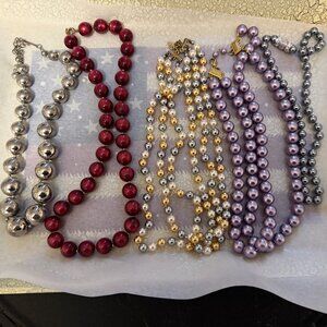 Elegant Multi-Color Pearl Necklace Set